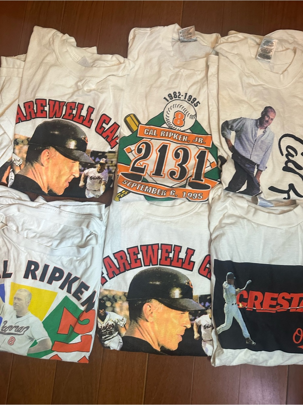 Vintage 90s Cal Ripken Jr. 6-Pack T-Shirt Lot - White Graphic Tees - Picture 3 of 10